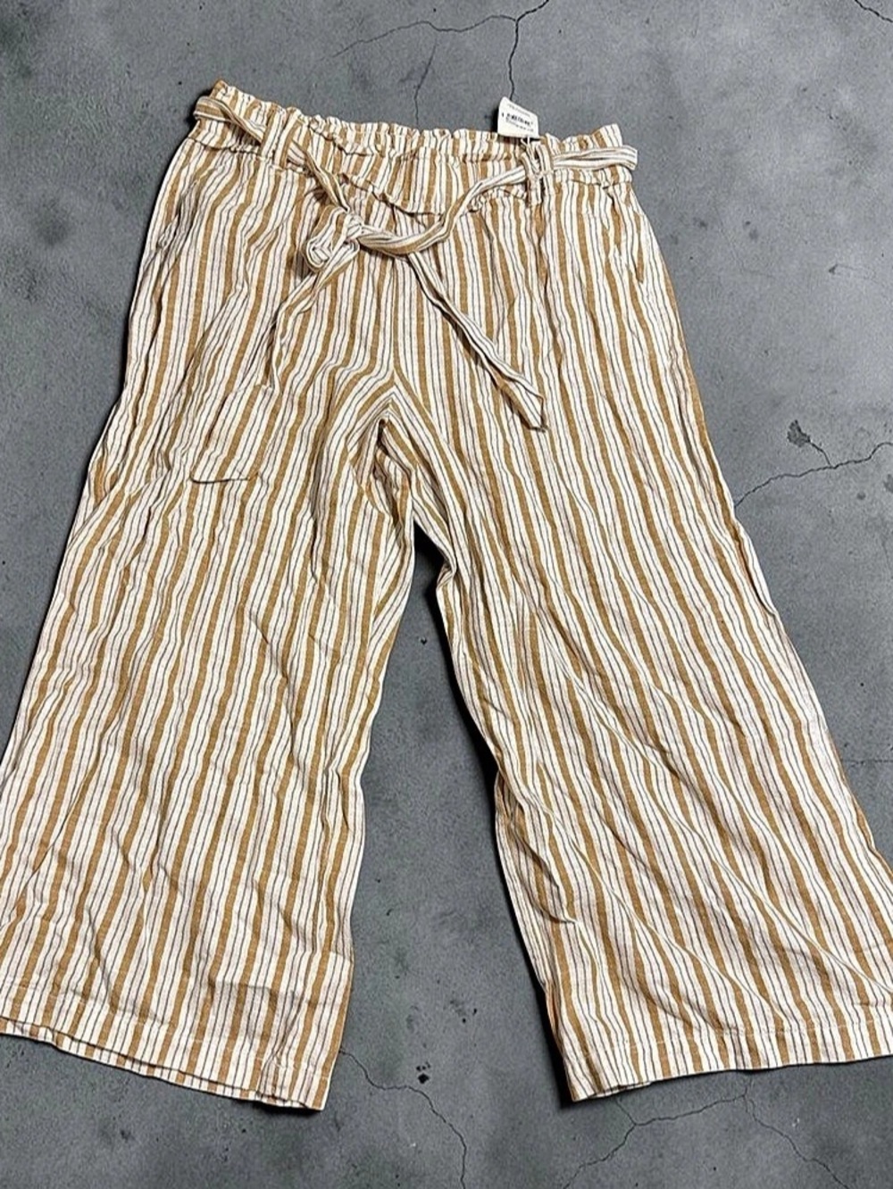 Striped Wide Leg Pants in Yellow & White